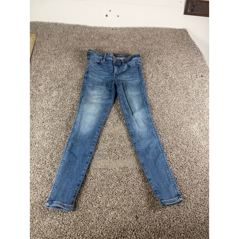 American Eagle Next Level Stretch Denim Jeans Women's Blue Skinny Pockets - 0